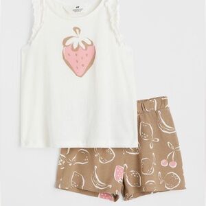 Girls Strawberry Tank and Shorts Set